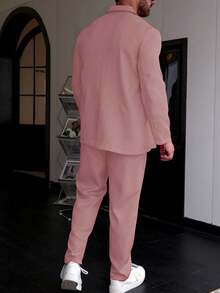 Manfinity Homme Ensemble veste de costume et pantalon homme d'affaires élégant à simple boutonnage pour cérémonie et tenue de soirée - Rose bonbon - Voir 2