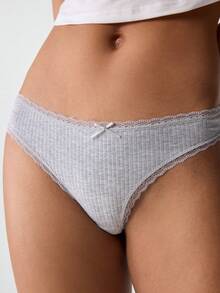 Bonmuse Bộ 3 quần lót dây cotton phối ren, không đường may và co giãn dành cho nữ. - Nhiều màu - Xem 9