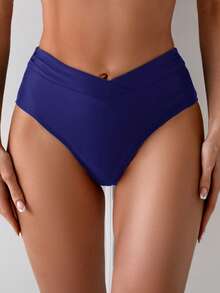 Swim Basics Bottom de bikini casual de unicolor para mujer - Azul Marino - Ver 5