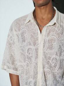Modcrash Men's Shirt, Streetwear Fashionable Versatile, Cropped Loose Fit, Vacation, Spring Summer, Light - Apricot - View 7