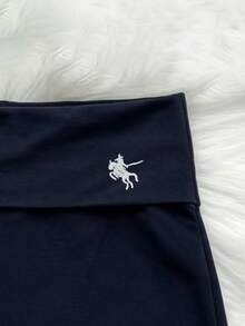 Resyla 女款休閒運動刺繡純色緊身裙，秋季健身房海軍藍高爾夫網球 - 藏蓝色 - 查看 3