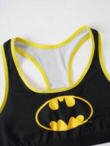 BATMAN X SHEIN Plus Size Women Patchwork Bra And Briefs Casual Everyday Underwear Set - Black - View 4