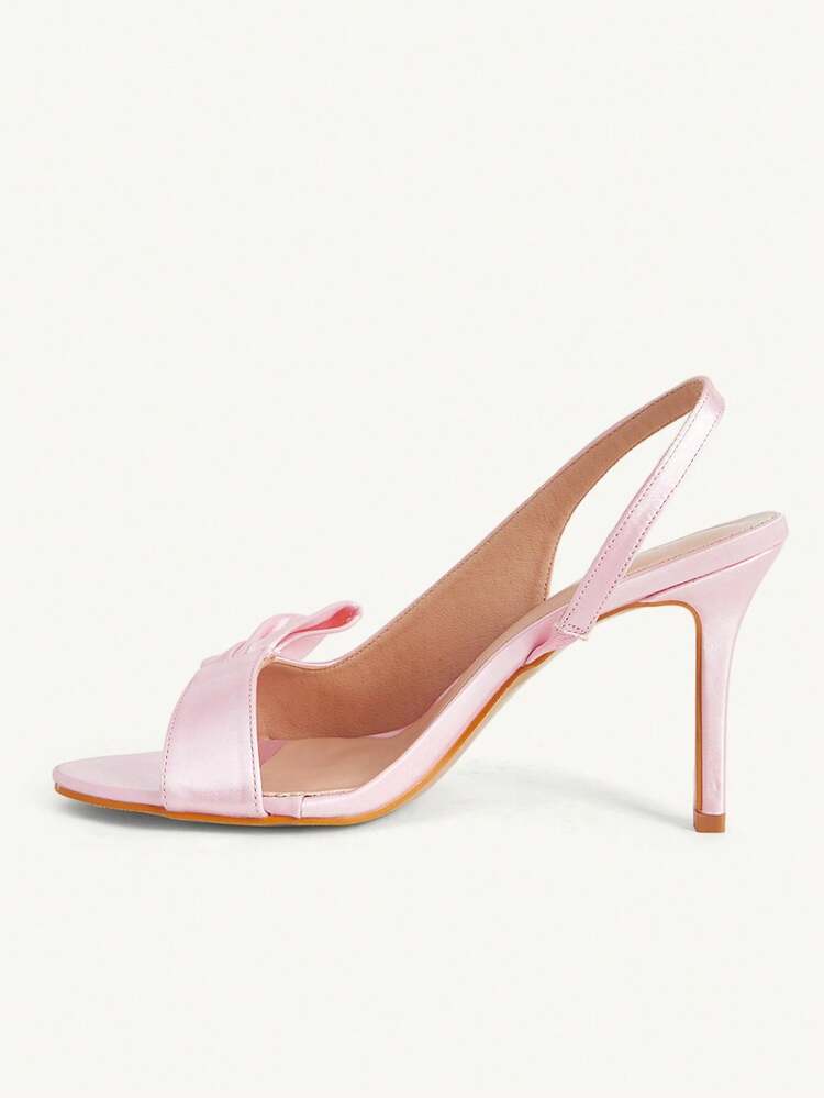 CUCCOO CHICEST Women Shoes Spring And Summer New Multi-Color Satin Bow Open-Toed Empty Sandals, Elastic Strap Stiletto, High Heels, Non-Slip Soft Sole, Elegant Commuting Style, Dating Commuting Shoes, Banquet Versatile And Thin Women's Shoes