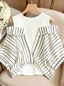 GlowEve Camisa a rayas 2 en 1 Conjuntos de vacaciones para mujeres - Blanco - Ver 2