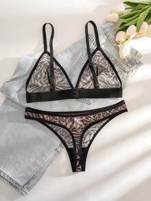 SHEIN 2件組女性性感內衣套裝 (無鋼圈胸罩、丁字褲) - 彩色 - 查看 2