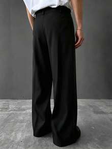 SLATEMANN Pantalones anchos de unicolor versátiles y de moda, adecuados para el transporte - Negro - Ver 2