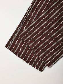 Franclia Plus Size Vacation Casual Striped Loose Pants Fall - Brown - View 4