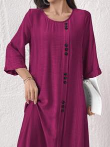 Al Najma Women's Casual Solid Color Arabic Style Dress - Hot Pink - View 4