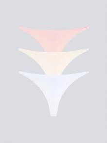 Loungeista 3pcs/Pack Women Seamless G-String Panties, Sexy & Comfortable Invisible, Fashion Skin-Friendly Lightweight Set, Suitable For Sports & Fitness - Multicolor - View 2