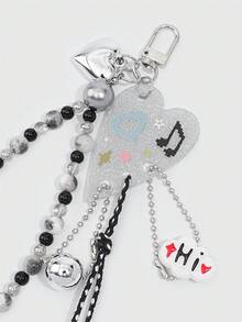 ROMWE Kawaii 1 Piece Spring Summer Dopamine Style Colorful Beaded Bag Keychain Pendant, Woven Rope Bag Charm, DIY Hanging Ornament - Color A - View 4