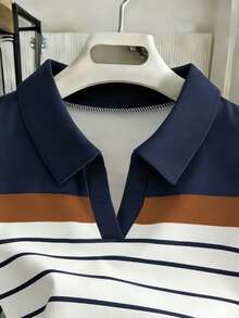 Franclia Casual Commuter Colorblock Striped Short Sleeve T-Shirt, Summer - Multicolor - View 3