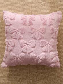 1 pezzo Federa per cuscino con fiocco, decorazione d'interni coquette, carina, in finta pelliccia morbida, stile preppy, soffice e vellutata, federa decorativa per letto, divano e divano, decorazione per la casa in primavera-estate - Rosa - Visualizzare 9