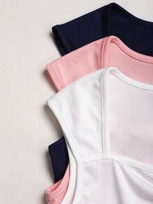 SHEIN 少女純色甜心領百褶休閒背心上衣 - 彩色 - 查看 3