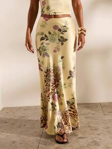 Opulessa Trang phục công sở thường ngày dành cho nữ, mùa thu đông, kiểu dáng thanh lịch, màu trơn, chất liệu dệt, cạp cao, dáng đuôi cá. - Vàng nhạt - Xem 5