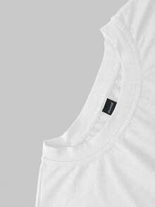 ROMWE MEN Street Life Men's Letter Print Contrast Color Crew Neck Long Sleeve T-Shirt - White - View 3