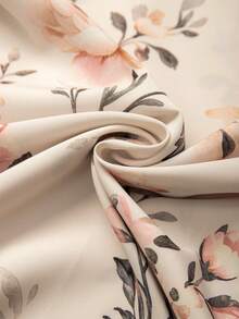 GlowEve CURVE Plus Size Women's Elegant Sleeveless Off-Shoulder Floral Print Dress, Off-Shoulder Ruffle Hem Floral Print Elegant Vacation Dress - Apricot - View 4