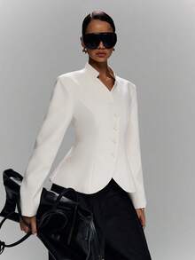 LYSMO 2026 New Arrive Minimalism Spring/Summer Women's Solid Color Long Sleeve Single-Breasted Elegant Blazer - Beige - View 6