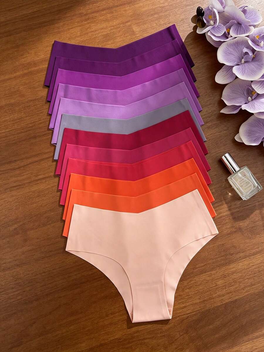 SHEIN 女款素色彈性腰舒適內褲 - 彩色 - 查看 1