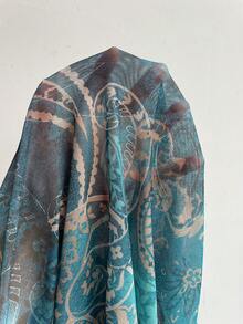 Soleia Blusa para mujer talla grande con estampado, escote en V profundo, mangas acampanadas y bajo con volantes - Multicolor - Ver 8