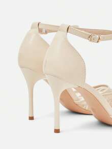 CUCCOO HITCHD Zapatos de mujer primavera y verano nuevos beige de malla bordada con punta y hebilla, sandalias de tacón de aguja hueco, elegantes para citas, bodas y damas de honor - P beige - Ver 5
