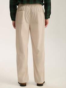Limitiso Men Loose Fit Solid Color Drawstring Waist Pants, For Fall - Apricot - View 2
