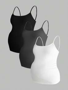 Modmama 3pcs Solid Color Casual Versatile Maternity Camisole Tank Tops For Daily Outings - Dark Grey - View 12