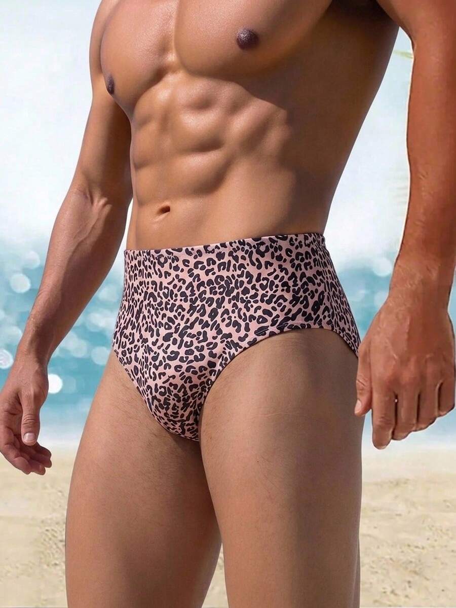 Manfinity Swimmode Quần bơi tam giác nam họa tiết da báo, kiểu dáng thường ngày, thích hợp cho tiệc bãi biển, mùa xuân/hè 2026. - Nhiều màu - Xem 1
