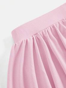 SHEIN Girlism 2件組夏季青少年女孩修身T恤與裙子套裝，新款粉色素色短袖T恤與防走光裙子套裝，百搭日常通勤、優雅、派對、家庭聚會、畢業、度假穿搭 - 粉色 - 查看 5