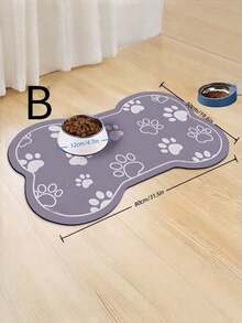 1PC Multi Size Multi Style Cartoon Pet Feeding Mat Super Absorbent Quick Drying Bottom Non Slip Pattern Design Cute Bone Shape Dog Paw Print Mat Neat Edge Skin Friendly Material For Cat Dog Bowl Water Spill Catcher Daily Use Must Have - Multicolor - View 15