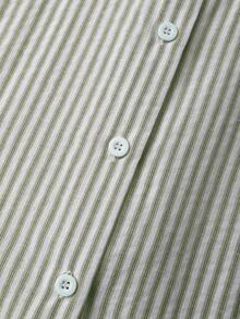 SHEIN Franclia 女款輕量條紋短袖洋裝，復古風格 - 軍綠色 - 查看 6