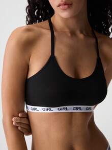 Loungeista Letter Graphic Wireless Brafor Summerfor Summer - Black - View 7