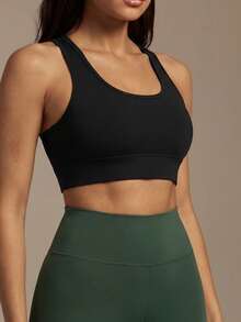 Silquee High Support Racer Back Sports Bra - Black - View 1