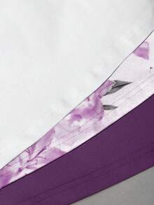 SHEIN EZwear 女款百搭修身針織背心3件組，休閒百搭收腰抓皺修身背心，夏季百合印花圖案，紫色與白色背心組女上衣 - 彩色 - 查看 4