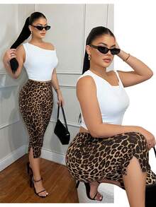 SHEIN SXY Quần legging nữ 7/8 xẻ hông gợi cảm phong cách thường ngày, trang phục thường ngày cho nữ - Nhiều màu - Xem 1
