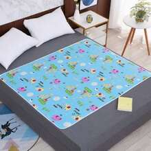 1pc Cute Cartoon Pattern Pet Waterproof Urine Pad, Breathable Lightweight Washable Mat For Small Pets, Suitable For AllSeasons,Random Pattern Cutting, Not Machine Washable, Bottom Not Waterproof - Blue animal - View 13