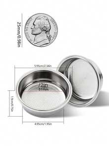 Saringan Kopi Stainless Steel 51mm, Saringan Berpori Bertekanan untuk Dua Cangkir Kopi, Keranjang Portafilter Dua Lapis, Aksesoris Pengganti Mesin Kopi - Perak - View 3