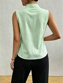 SHEIN Raffinéa 女款休閒無袖純色上衣，夏季 - 薄荷綠 - 查看 2