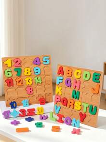 MINKOJA Alphabet Wooden Puzzles For Toddlers 2-5, ABC And Number Puzzle, Preschool Educational Learning Toys With Puzzle Board & Letter Blocks For Girls Boys Ages 2 3 4 5 Years Old - Multicolor - View 7