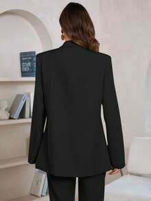 Aveloria Modichic Solid Color Long Sleeve Blazers With Pockets  Fall Cloth For Women - Black - View 2