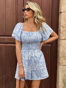 Pariaura Women's Summer Ditsy Floral Ruffled Sleeve Jumpsuit - Multicolor - View 3