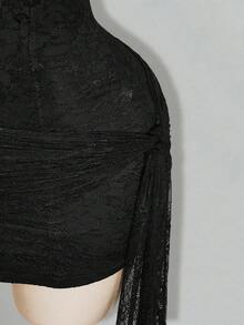 SHEIN ICON 女款素色抓皺時尚約會派對迷你抹胸洋裝 - 黑色 - 查看 5