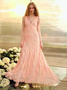MOTF PREMIUM WOMEN'S LACE WAIST RUFFLE HEM DRESS, SPRING/SUMMER - Coral Pink - View 5