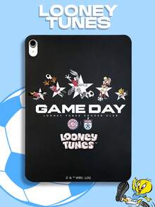 LOONEY TUNES X SHEIN 1個 Looney Tunes「比賽日」足球俱樂部印花黑色平板電腦保護殼，柔軟 TPU 防震套，適用於 10.2"/10.9"/11"/12.9" 平板電腦，可愛卡通保護殼，適合學生與粉絲，開學、生日、聖誕節與新年的絕佳禮物選擇 - 黑色 - 查看 4