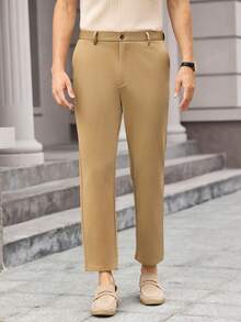 Officeau Men's Casual Formal Suit Pants - Khaki - View 5