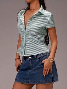 SHEIN Forever 21 Kỳ nghỉ hè trên bãi biển Hội chợ Phục hưng Hòa nhạc đồng quê Áo Y2K Tốt nghiệp Đi chơi Áo hở vai Lễ hội âm nhạc Sân bay Lễ Phục sinh Áo nữ Boho - Màu xanh lam - Xem 5