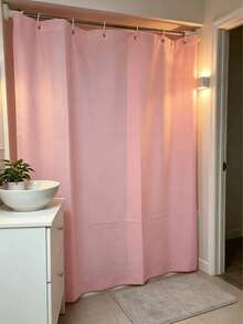 1pc Pink Solid Color Waterproof Shower Curtain (PEVA Material), Plastic Bathroom Divider, Multiple Sizes Available, Bathroom Accessory, Waterproof And Moisture-Proof, Machine Washable, Suitable For Bathroom/Balcony Partition, Shower Curtain, Solid Color Curtain - pink - View 13