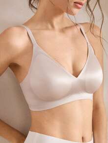 Ocili 1 pièce Soutien-gorge sans couture et sans fil pour femmes, soutien-gorge en gel à col en V profond et doux, soutien-gorge minimaliste confortable pour tous les jours - Rose pâle - Voir 5