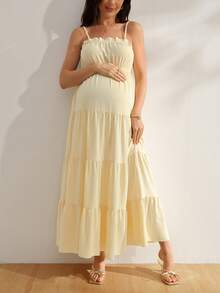 GentleRue Maternity Gaun Camisole Kasual Musim Panas untuk Ibu Hamil - Kuning - View 7