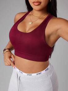 Solea Cove Top de yoga sin costuras para tallas grandes/Diseño de malla/Elegante y sexy/Versátil/Cómodo/Absorbe la humedad - Bold Plum - Ver 10