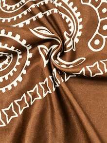 Linhara Plus Size Women's Floral Cashew Print Casual Versatile Daily Outing Camisole Top - Coffee Brown - View 4